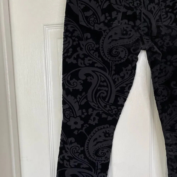 7FAM Black Velvet Paisley Pants‎ Ankle Skinny Size 25 Boho READ - Picture 10 of 12